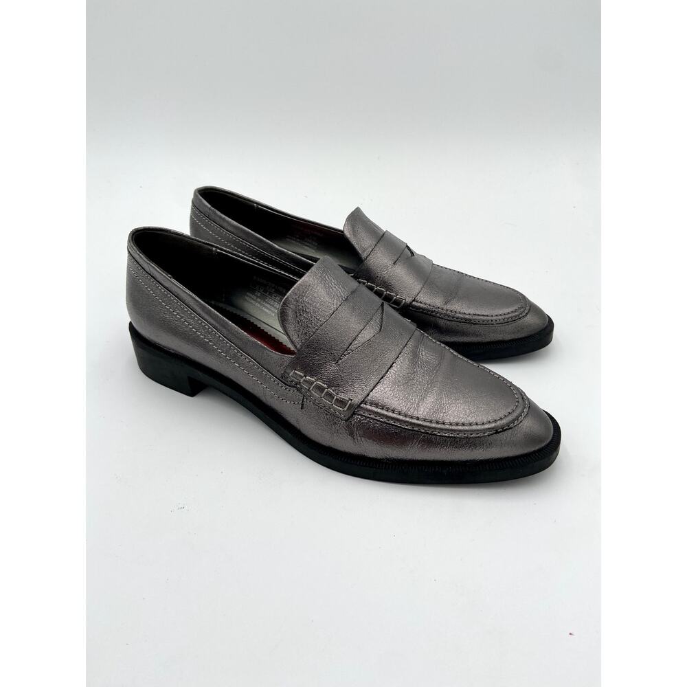 Zara Silver Metallic Loafers Shoes Size 38 US 7.5